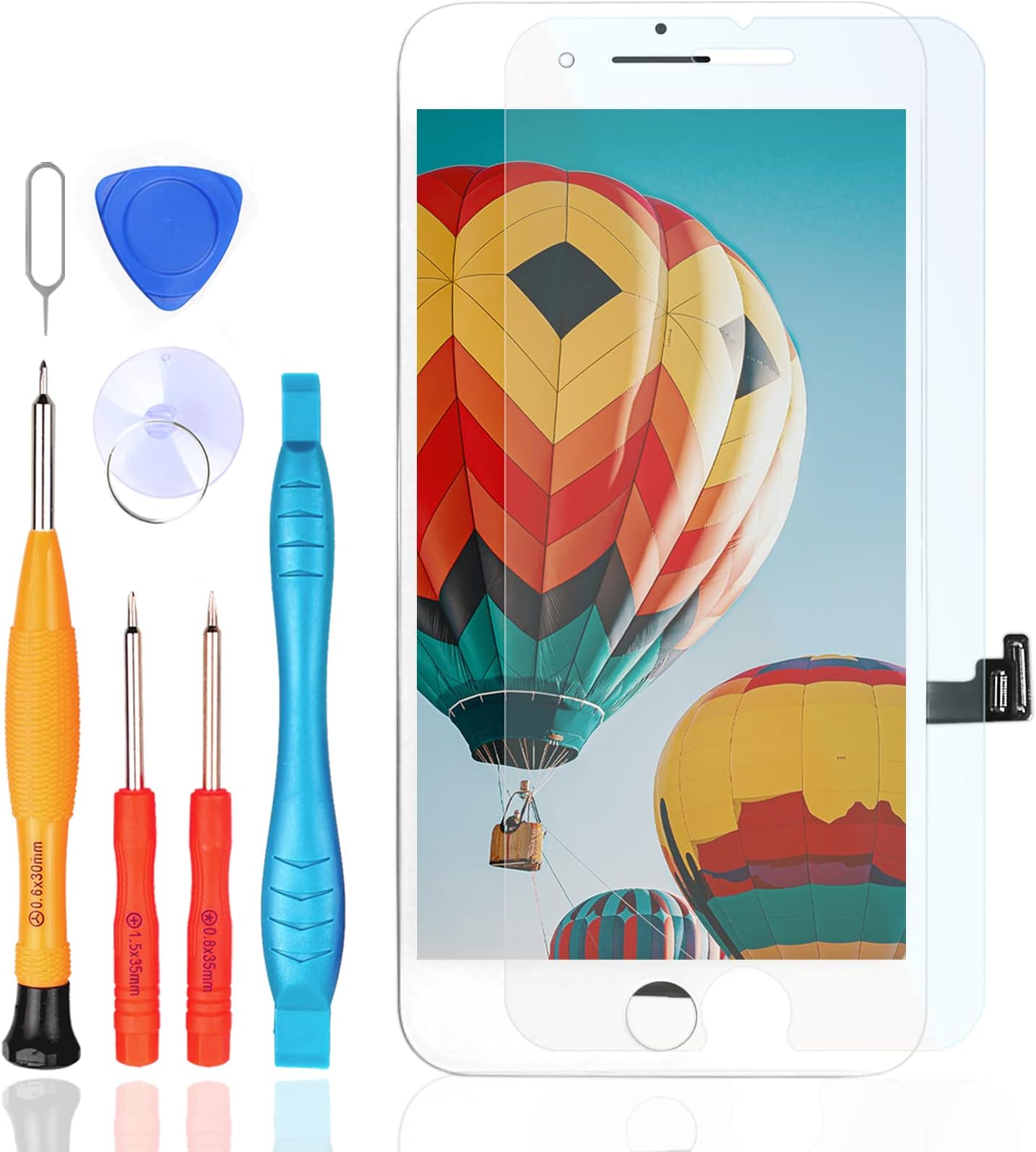 LL TRADER LCD for iPhone 8 Plus Display Digitizer Screen with Glass Lens Repair Replacement Kit White