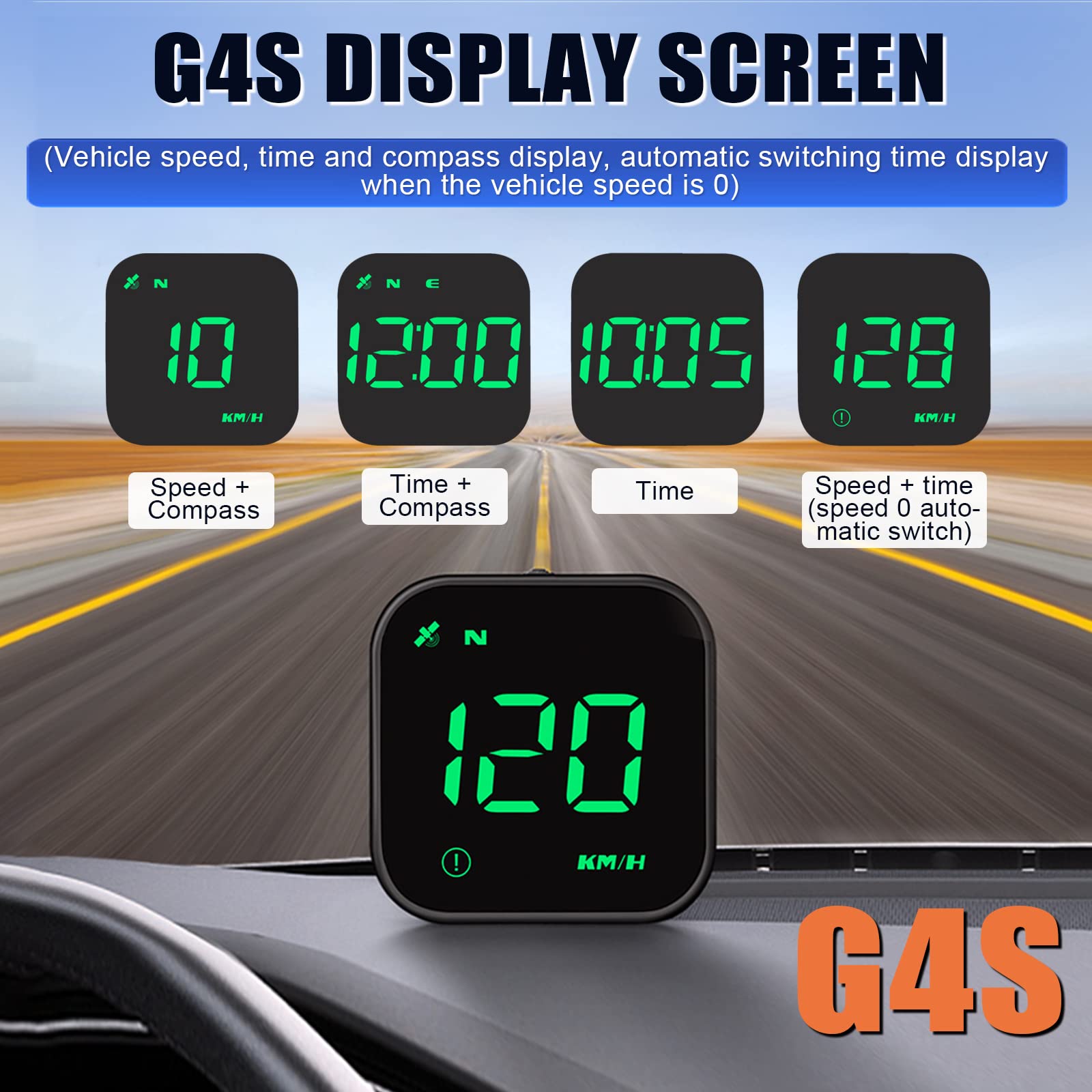Car HUD GPS Smart Tachimetro Display KMH/MPH, iKiKin 2.0'' Display LCD con Avviso di Fatica Navigazione Bussola Avviso di Velocità per Tutti i Veicoli（Verde）