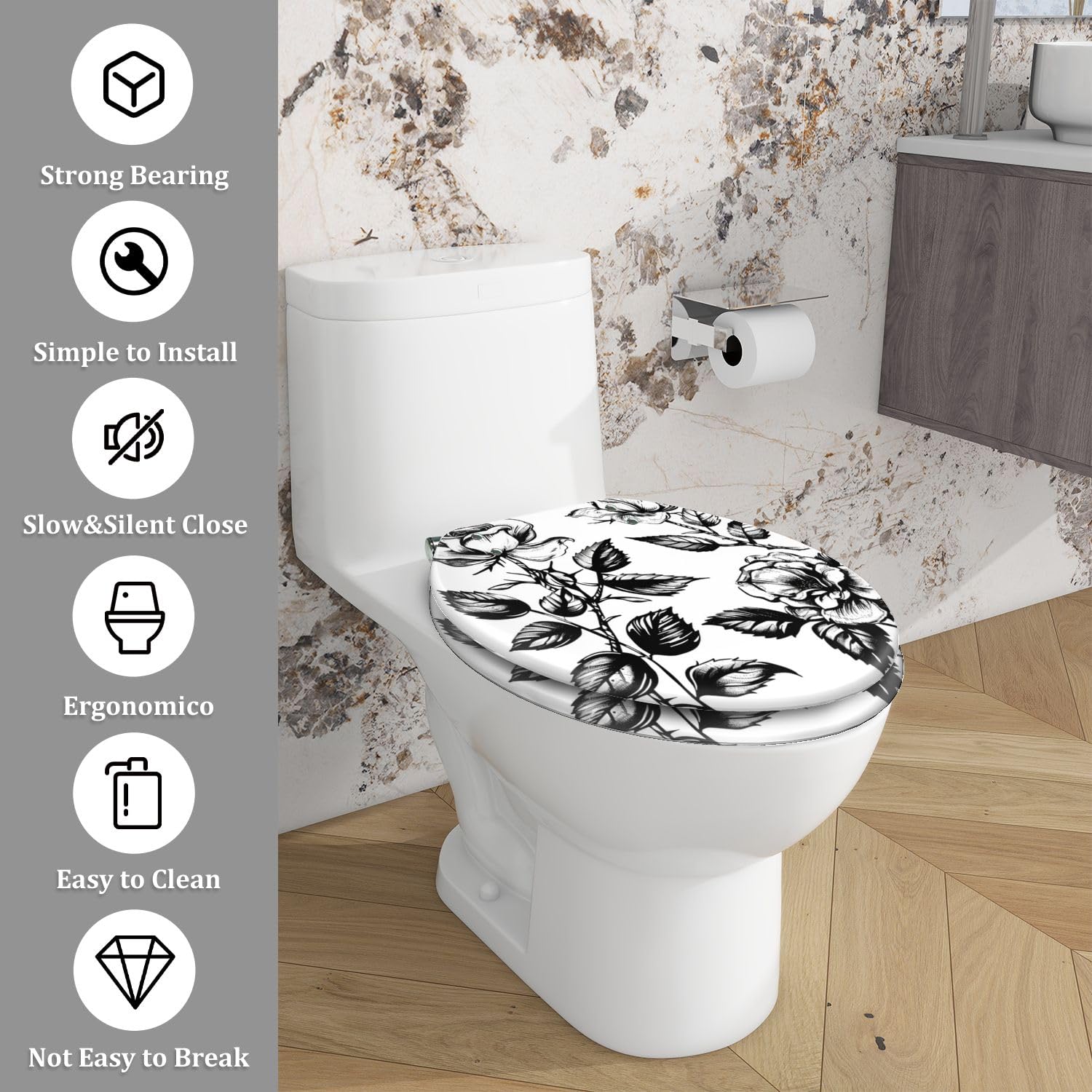 Sedile WC allungato in resina per bagno