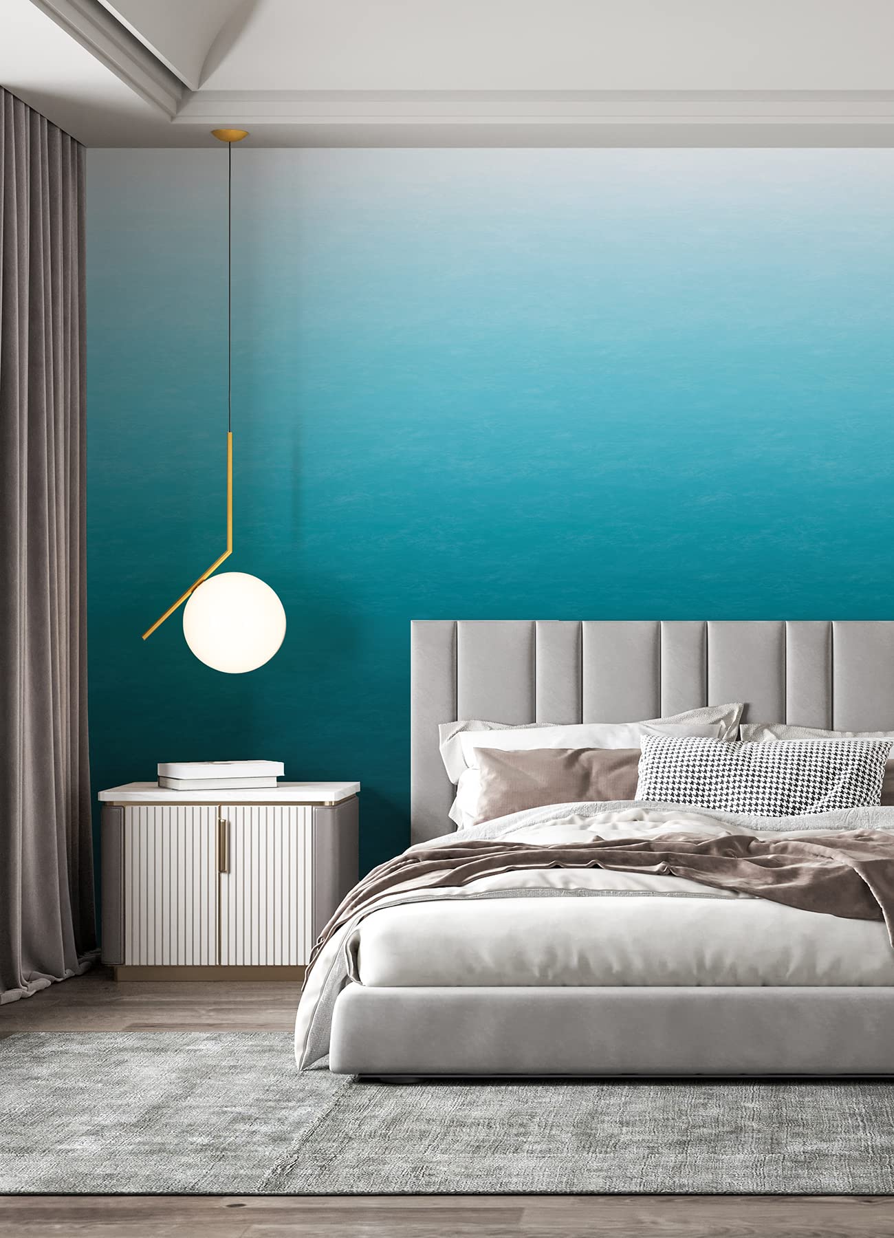 A-Street Prints Caribbean Sea Teal Blue Ombre Wall Mural, 68.6 x 134.6 cm - Image 2