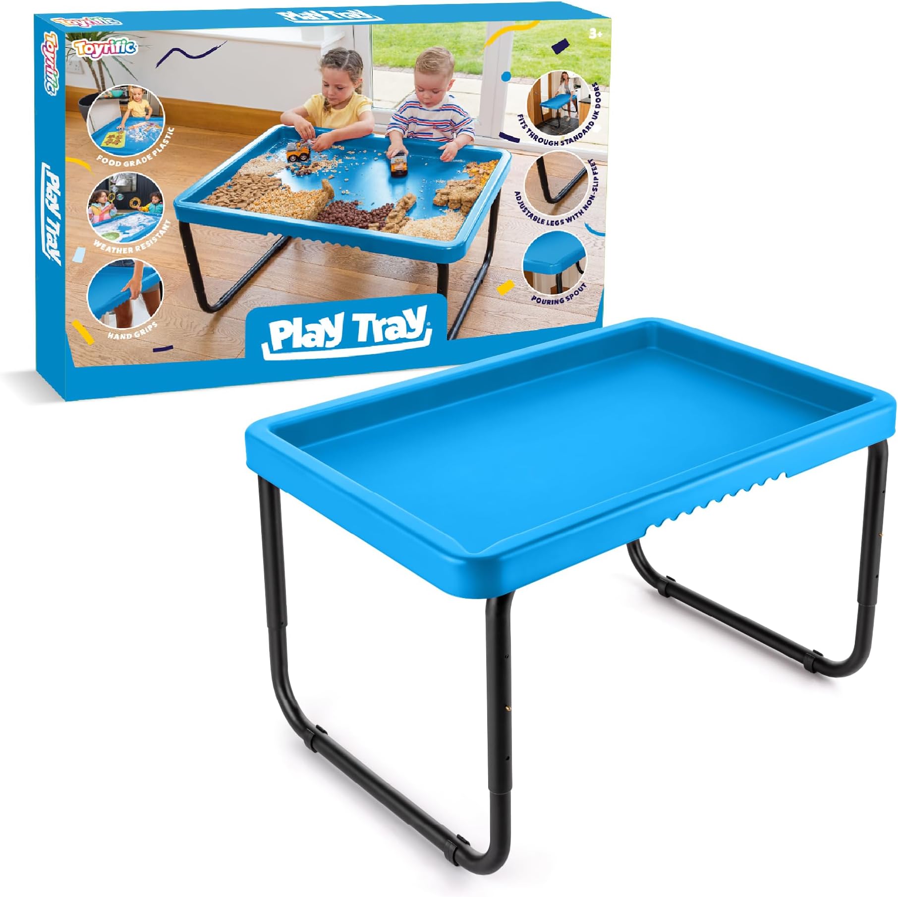 Toyrific Play Tray Activity Table for Kids, Sensory Play Tray, Kids Messy Play, Water and Sand Play Table, Outdoor and Indoor Use