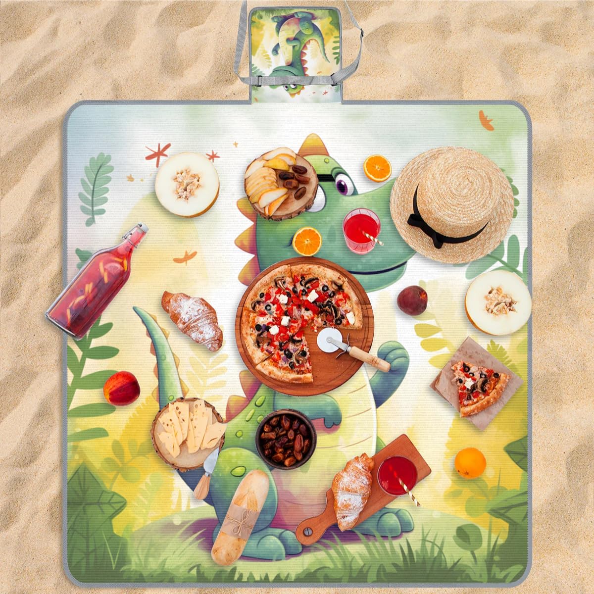 Manta de picnic de 150 x 145 cm, divertida manta de playa plegable para exteriores, impermeable, para playa, camping, senderismo, picnic