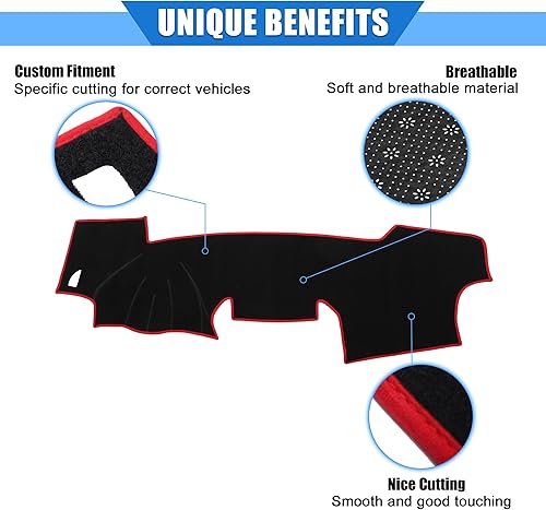 Miniatura 10 de Funda protectora de poliéster para salpicadero de automóvil compatible con Toyota RAV4 2001-2012, protector de poliéster negro para consola central