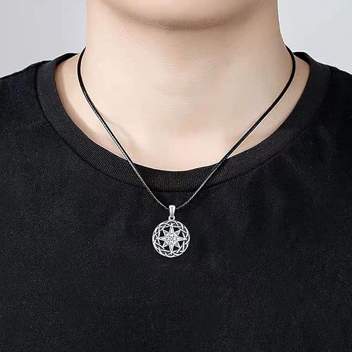 Miniatura 2 de Collar de brújula de plata de ley 925 con piedra lunar celta retro vintage, collar con colgante de brújula para mujeres, hombres, niños y niñas,