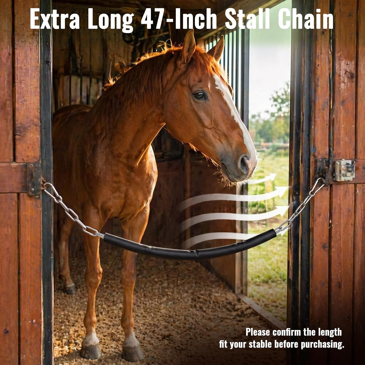 1 Pc 47 Inch Horse Stall Guard Stall for Horses Chain Fence Gate Hardware