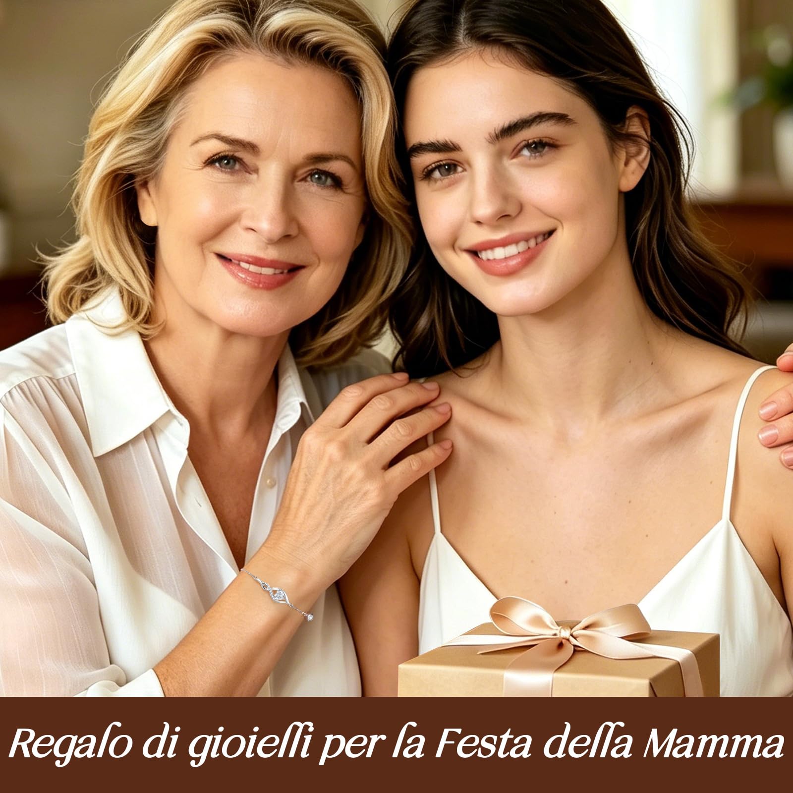 LOUISA SECRET Infinity Moissanite Bracciali Donna Placato rodio e oro 18K | Simbolo Cuore Infinito con Brillantini,Gioielli da Lei,Regalo per Natale,San Valentino,Compleanno,Ricorrenze