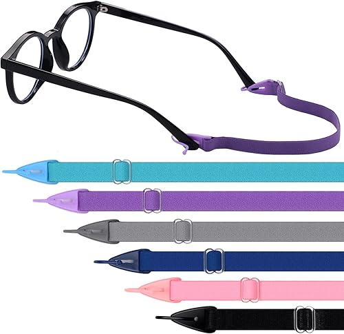 Oudain Paquete de 6 correas ajustables para gafas para niños, correa deportiva para gafas (multicolor)
