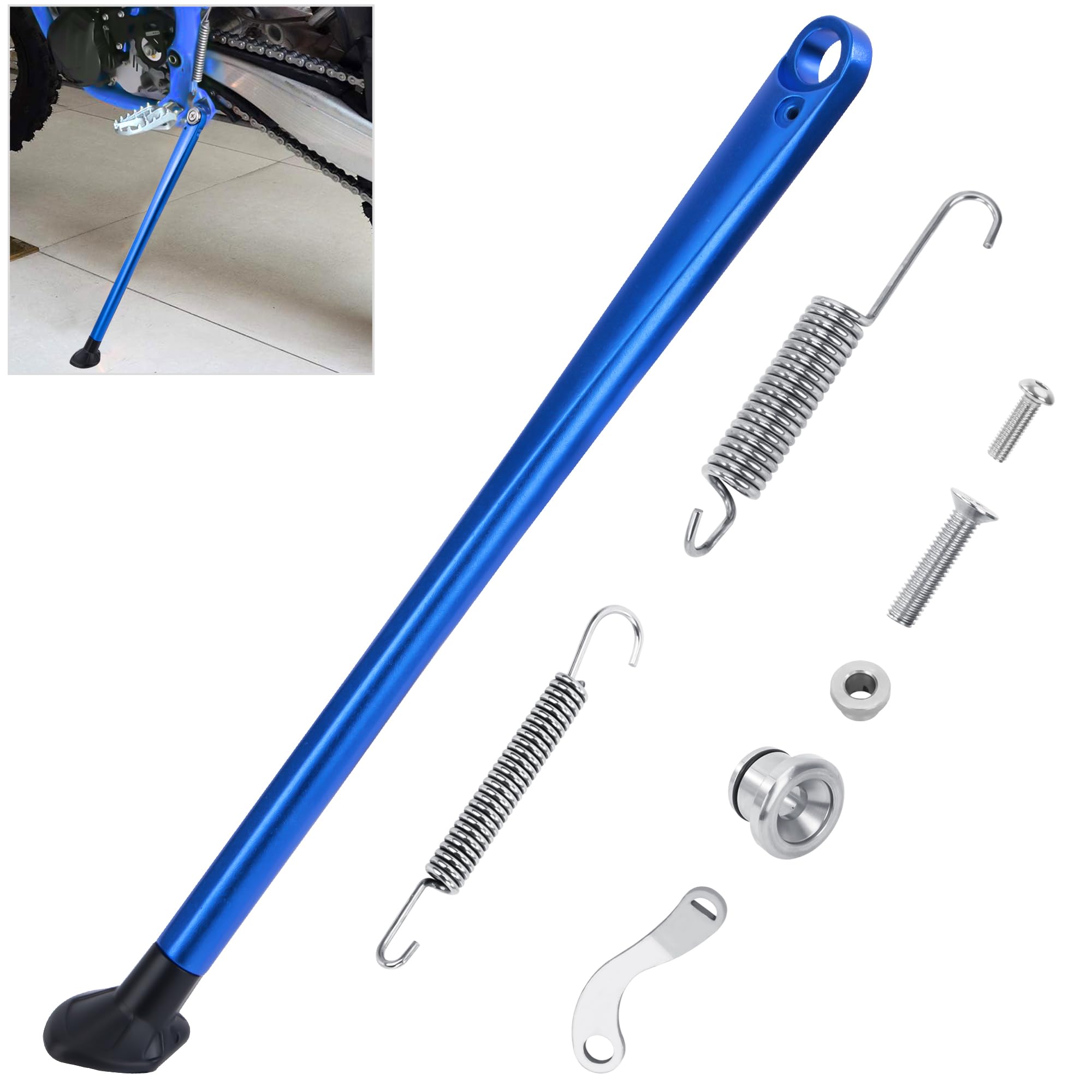 Tunejoy Cavalletto Laterale di Moto di Alluminio Supporto Laterale di Moto di Cross con Portamolle per Pit Dirt Pocket Bike ATV Crf Klx 125cc 150cc 43cm Blu