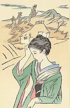 版画 『夢』額付き Amazon.co.jp: 新額装 戦前 1937年 昭和12年作 竹久夢二 夢二