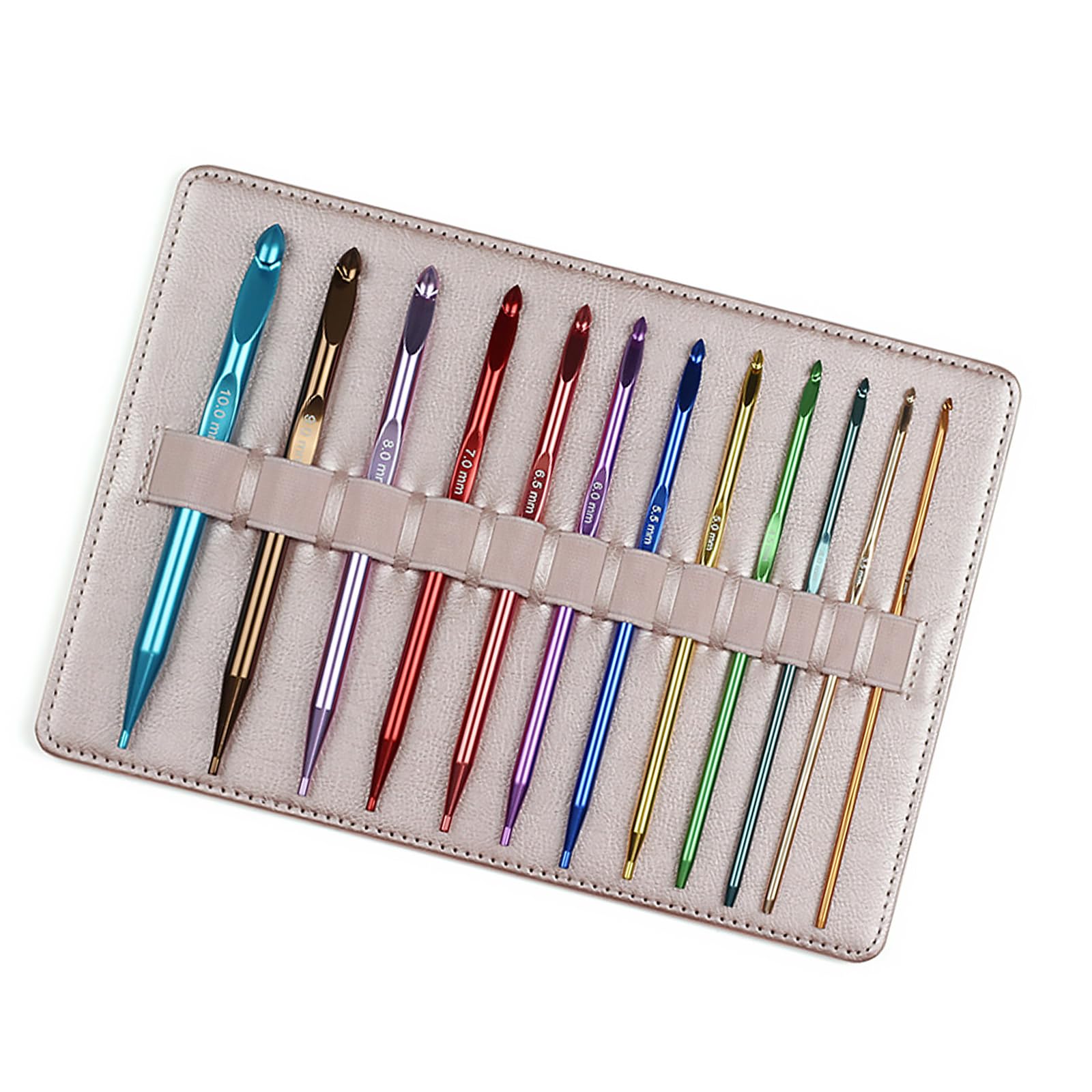 Kangnice Aluminum Crochet Needle 12 Piece Crafting Set Ergonomic Handcraft Tool Travel Case Aluminum Crochet Needle Knitting Tool