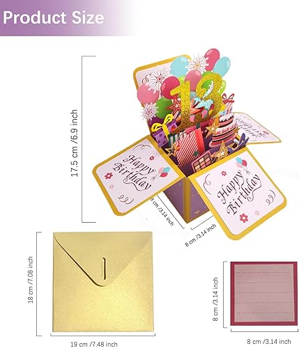 Miniatura 3 de Tarjeta de regalo 3D de feliz cumpleaños, tarjetas de felicitación de cumpleaños desplegables de papel con tarjeta en blanco y sobre, regalo único