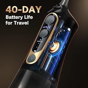 Bitvae C6 Water Dental Flosser for Teeth, Cordless Flosser for Travel with 6 Jet Tips, 3 Modes 5 intensities, IPX7 Waterproof Portable & Rechargeable Oral Irrigator Cleaner, Black