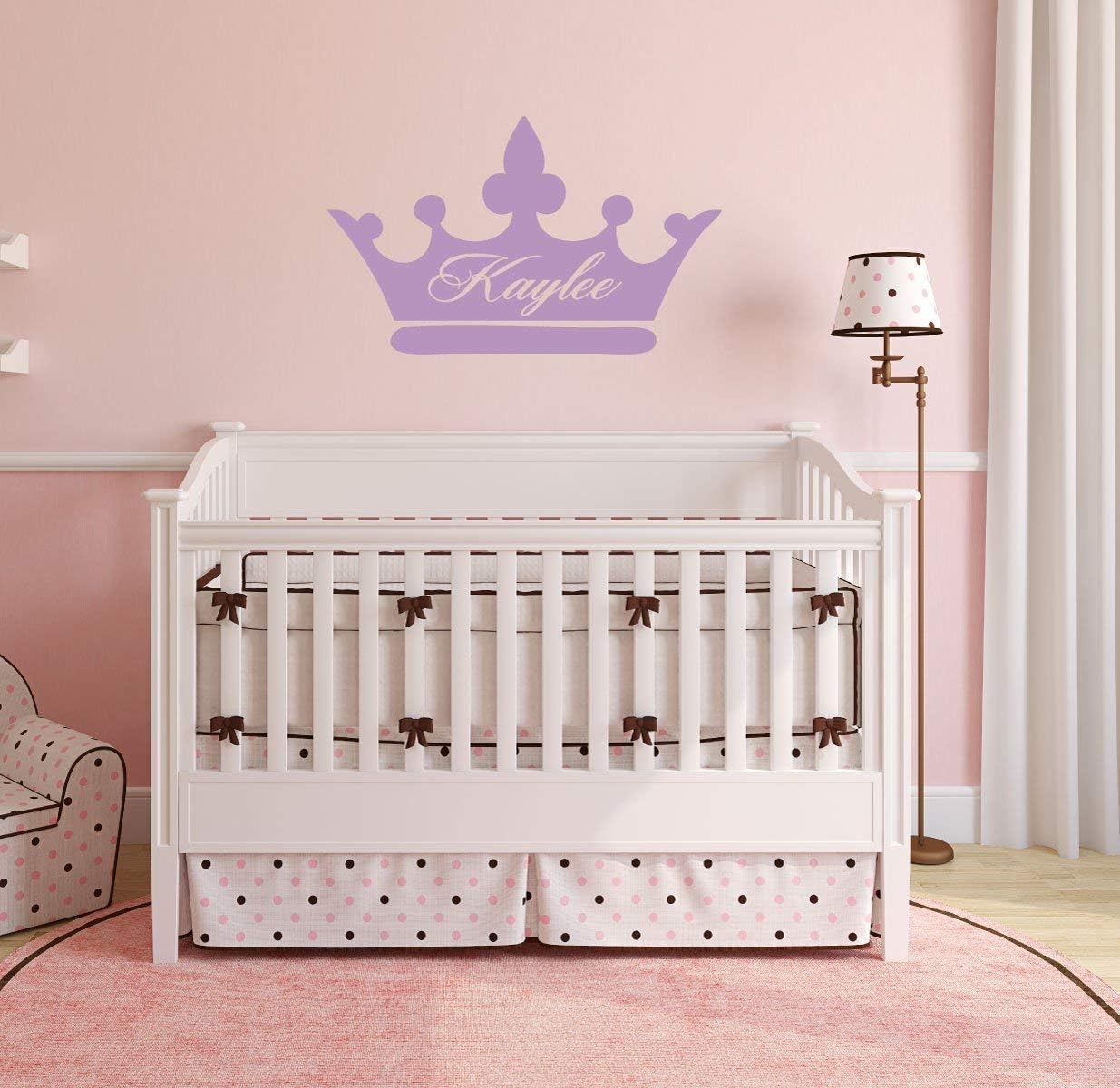 Girls Room Decor | Princess Crown Personalized Wall Decal with Custom Name | Vinyl Home Decor for Bedroom, Baby Nursery, Playroom | Small, Large Sizes