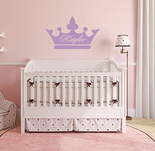 Miniatura 2 de Decoración de habitación de niñas Calcomanía de pared personalizada de corona de princesa con nombre personalizado Decoración de vinilo