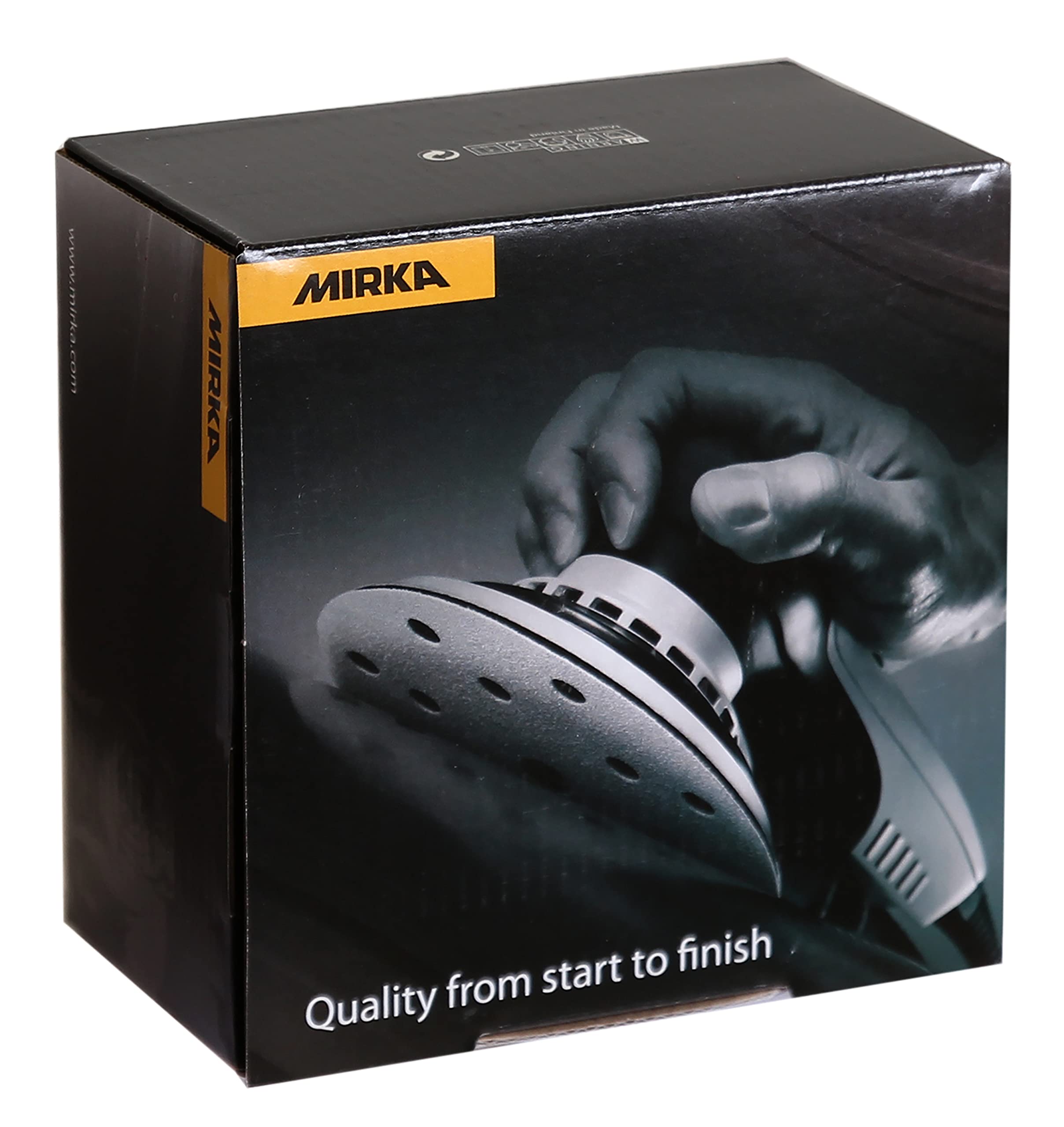 Mirka Gold Papel de lija universal Ø 125mm Velcro 19 agujeros / grano P150, 100 piezas / Para lijar yeso, masilla, aglomerado, madera, barniz