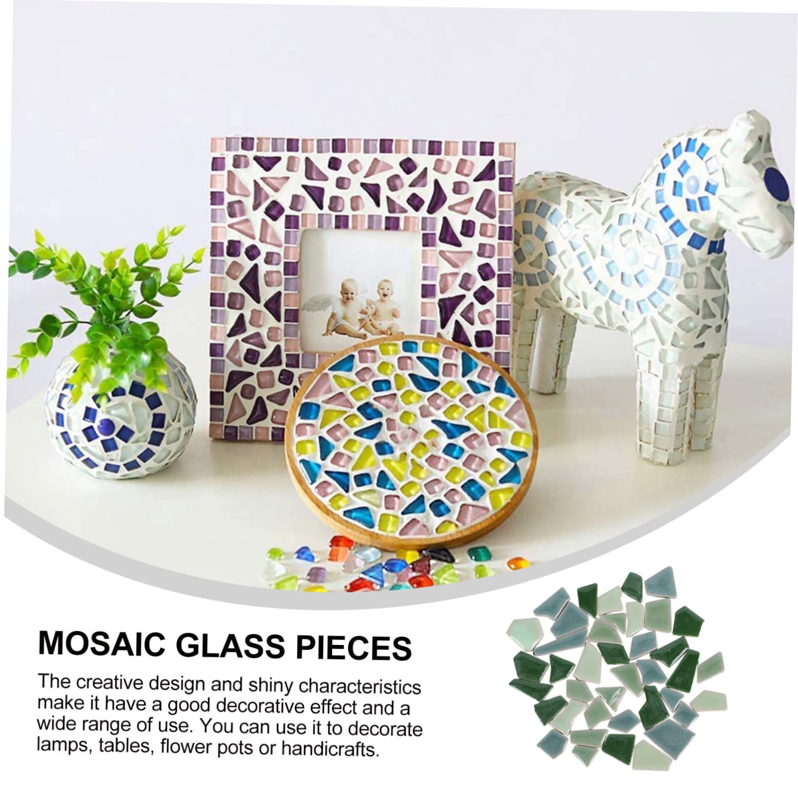 PRETYZOOM Tessere per Mosaico Fai da Te in Ceramica Smaltata 500g Pietre Irregolari Verde, Materiale Sicuro e Facile da Usare per Decorazioni Casa e Giardino