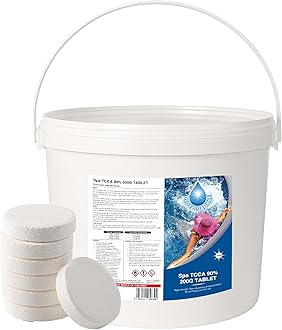 10 Kg STABILISED Chlorine Tablets 50x200g Large Dispenser Tablets Slow Release for Swimming Pools All Hot Tubs, Spas Water Pool Cleaning
