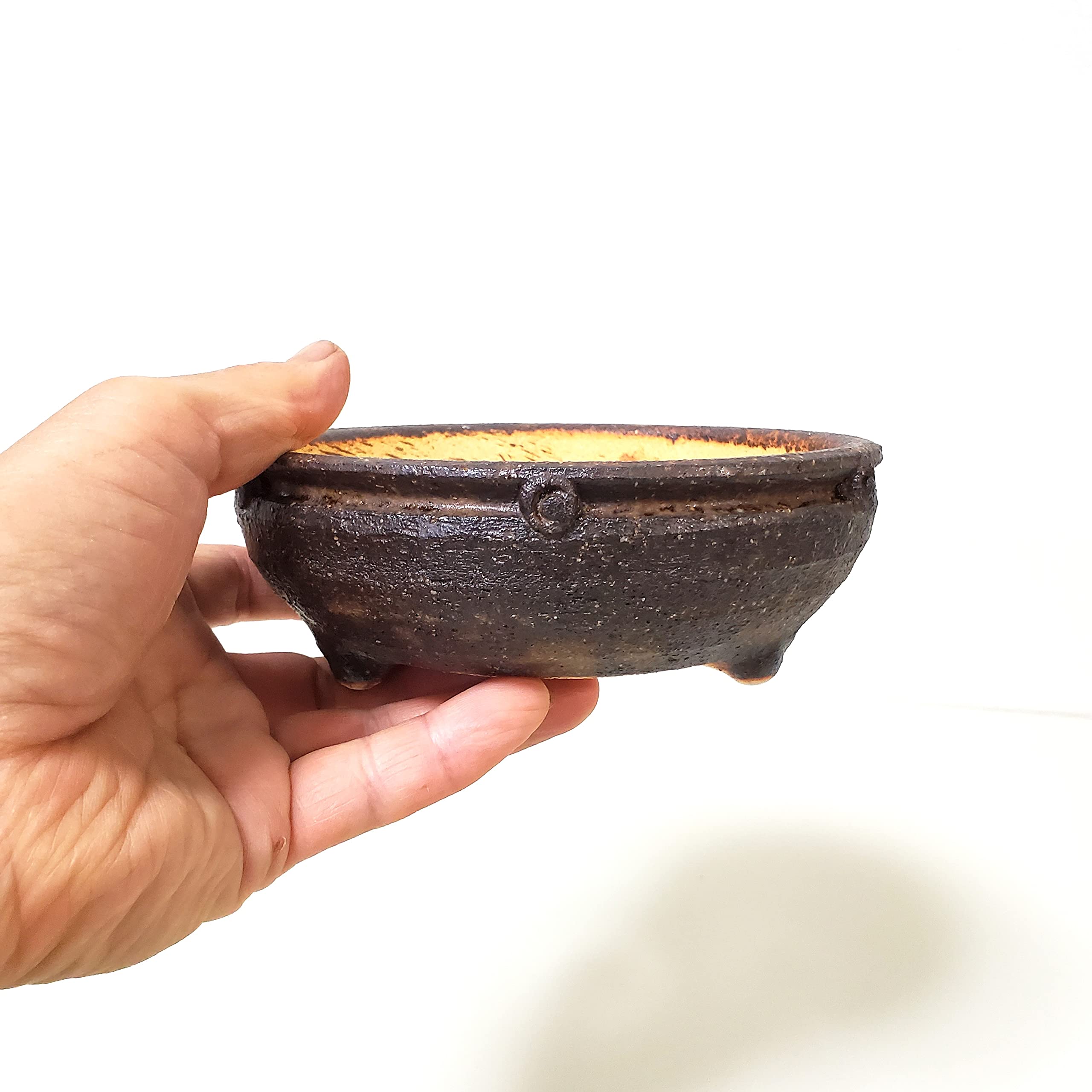 Amazon | 盆栽鉢 信楽焼鉢 茶 直径15cm 鉢底ネット付 | 鉢