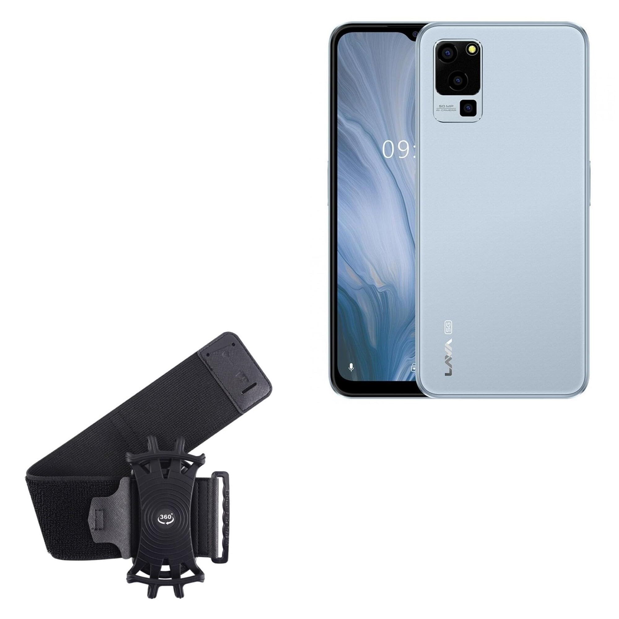 BoxWave Holster Compatible with Lava Blaze - ActiveStretch Sport Armband, Adjustable Armband for Workout and Running - Jet Black