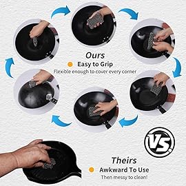 Herda 316L Cast Iron Scrubber Cleaner, Large Chainmail Scrubber for Cast Iron Pan - Chain Mail Scrubber Cast Iron Sponge - Metal Cast Iron Skillet Scrubber, Wok, Dutch Oven Cast Iron Cleaning Kit