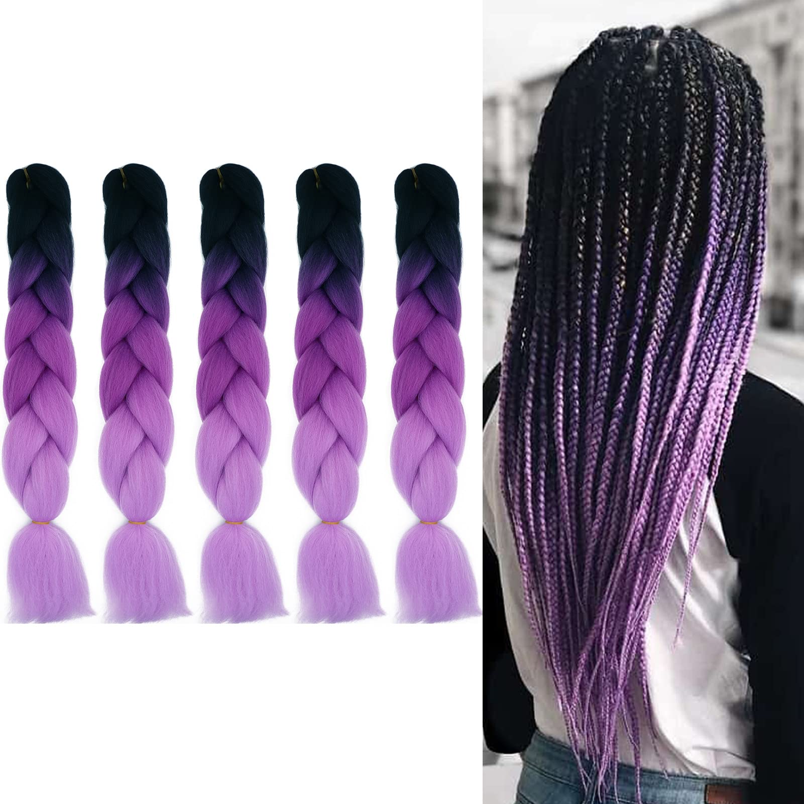24inch Jumbo Braids Hair Extensions Ombre Braiding Hair Synthetic 3Pieces/lot Crochet Twist High Temperature African Box Braids, Sapphire Blue — view 24