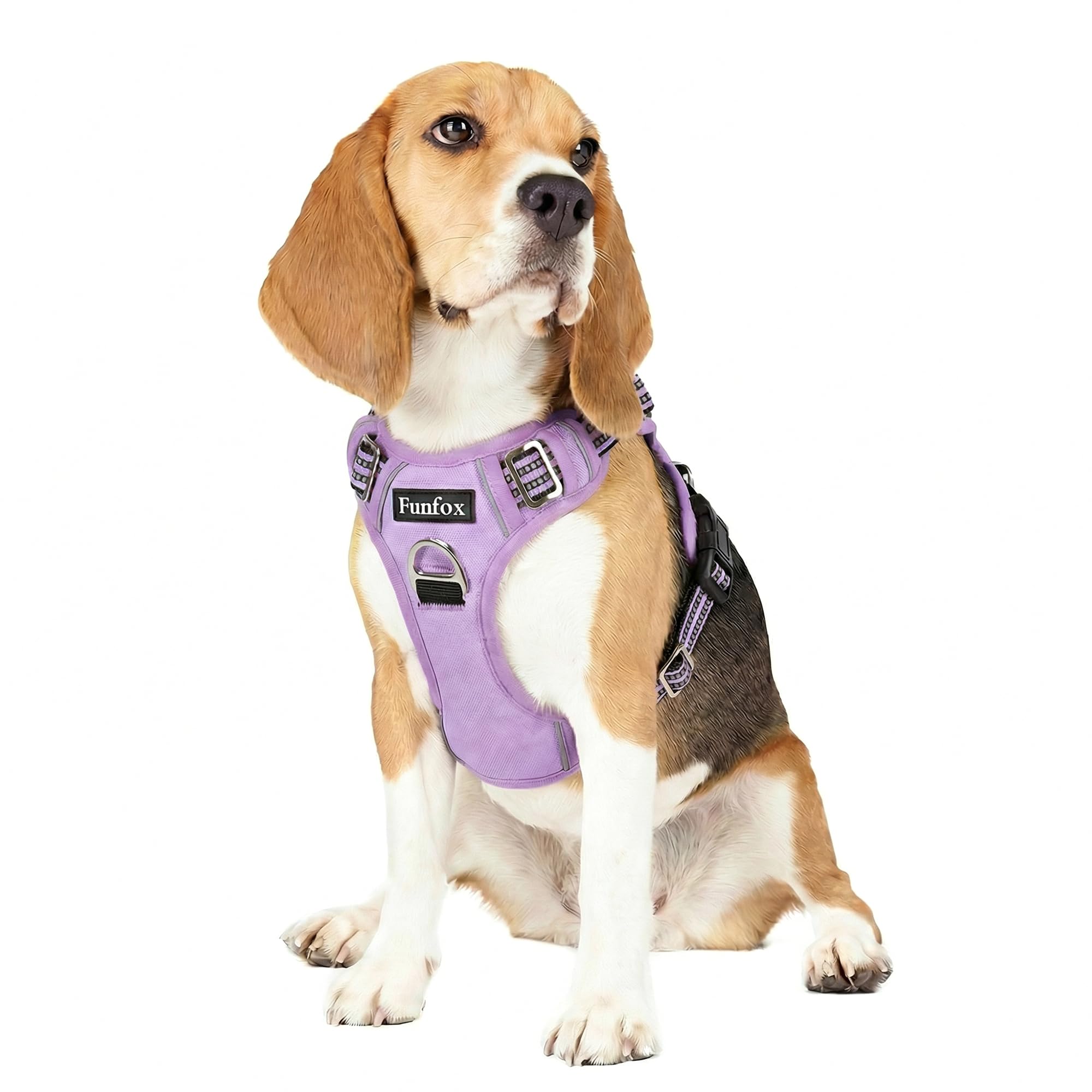 Funfox Hundegeschirr Mittelgroße Hunde, Anti Zug Brustgeschirr Verstellbares Geschirr Hund mit Griff Reflektorstreifen, No Pull Geschirr Hund für Kleine Mittlere Grosse Dog Harness