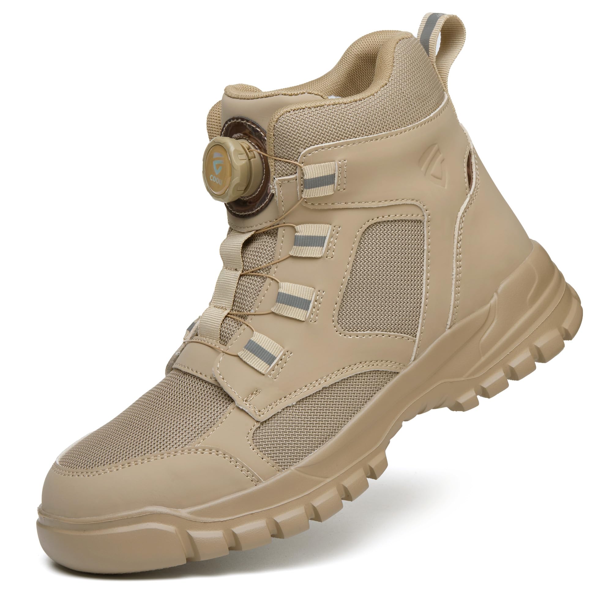 Buty ochronne dla mężczyzn i kobiet lekkie buty ochronne oddychające wygodne buty robocze antypoślizgowe buty ochronne ze stalowymi noskami, khaki, 46 EU