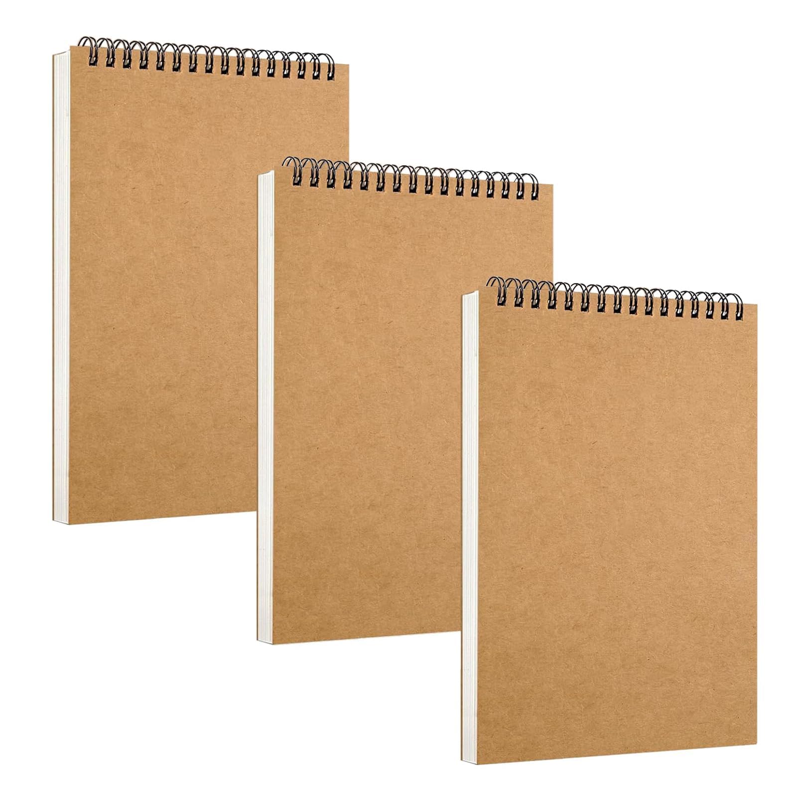 FAAING Set 25 Blocchi Da Disegno A6 – 60 Fogli/120 Pagine Cadauno, Rilegatura A Spirale, Carta Kraft, Ideali Per Schizzi E Appunti - 2