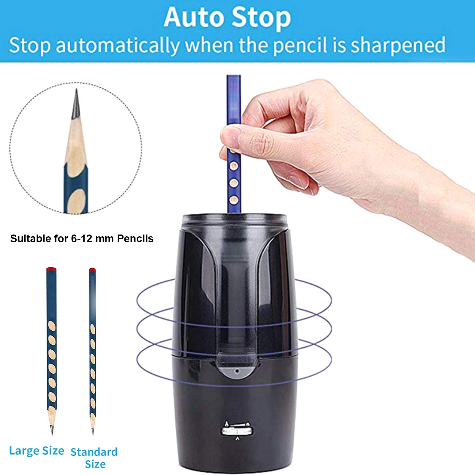 Taille-Crayon Électrique Robuste, Taille-Crayon Automatisé Sûr avec Conteneur, pour Crayons De Couleur Papeterie Mécanique Alimentée par USB pour Enfants Artistes