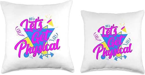 Miniatura 3 de Lets Get Physical Totally Rad 80s Retro Gym Cool Lets Get Physical Totally Rad 80s Retro Gym Fitness - Almohada de entrenamiento, 16 x 16 pulgadas,