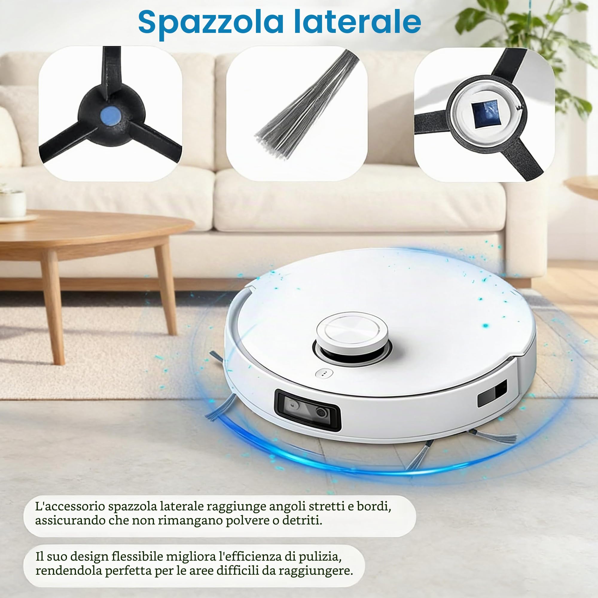 Accessori per ECOVACS DEEBOT T50 Pro Omni/ T50 Omni/ T50 PRO OMNI Gen2 Robot aspirapolvere, 1 spazzola principale, 4 filtri, 4 panni, 6 sacchetti, 4 spazzole laterali.