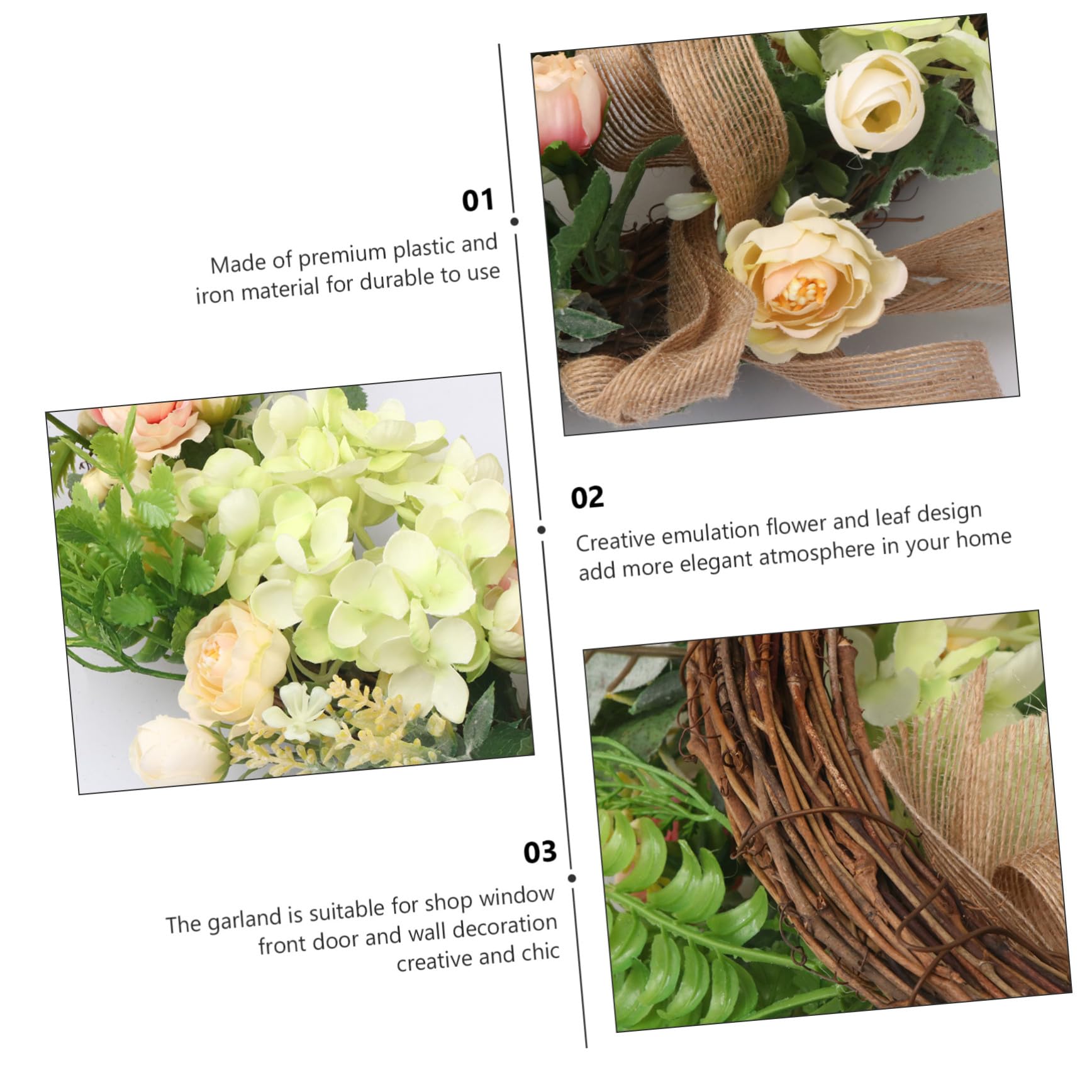 Künstlicher Türkranz Blumenkranz aus Eisen und Kunststoff