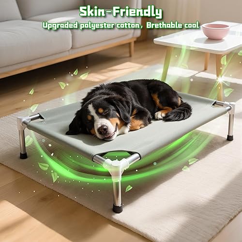 Miniatura 5 de Makerfire Cama elevada para perro, cuna elevada para interiores y exteriores, para perros medianos, cama desmontable para mascotas con pies Gris-M