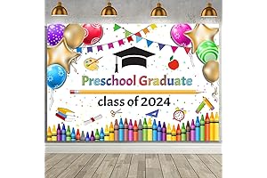 MEHOFOND 7x5ft Preschool Graduate Backdrop Kindergarten Graduate Class of 2024 Banner Decorations
