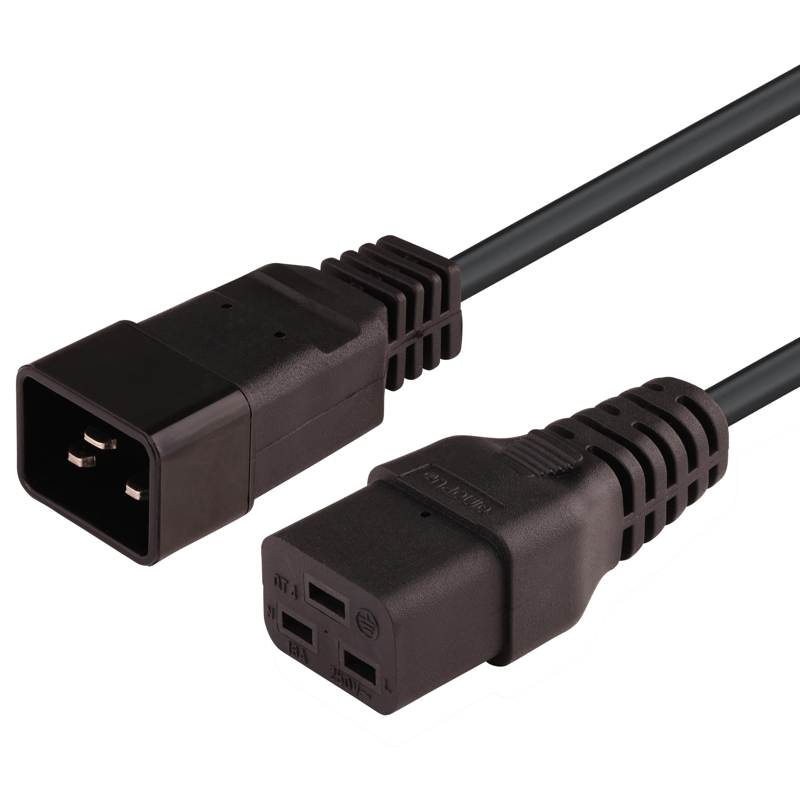 PremiumCord Przedłużacz Zasilający 230V 1,5m, Przedłużacz IEC 320, Gniazdo do Wtyczki, IEC 320 C19 do C20, Kabel Zasilający 230V 16A, Kolor Czarny