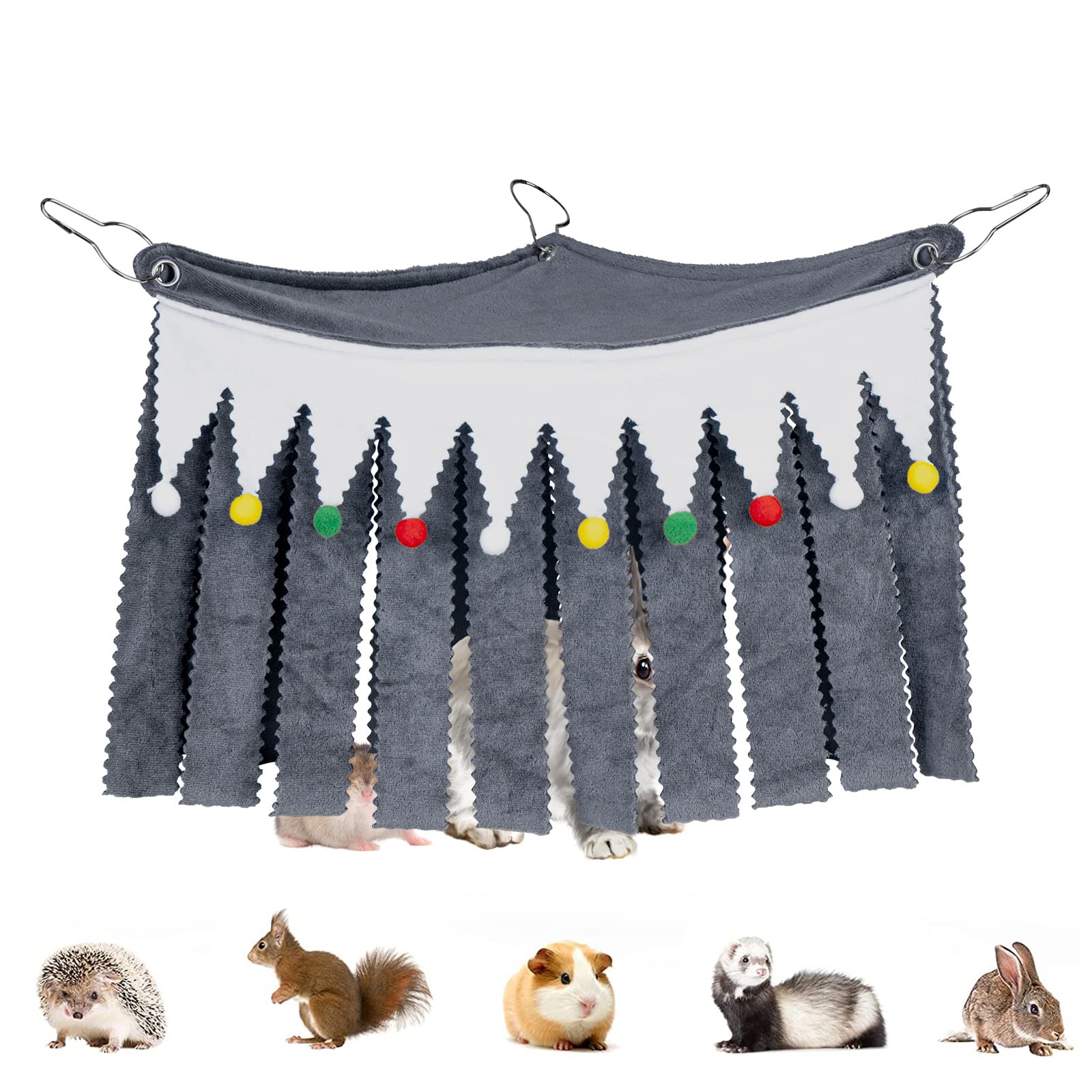 Linkidea Cage Corner Hideout, Pets Forest Corner Hideout for Guinea Pigs, Rabbits, Ferrets, Chinchillas, Gerbils, Hedgehogs, Small Animals Habitat Décor (Gray)