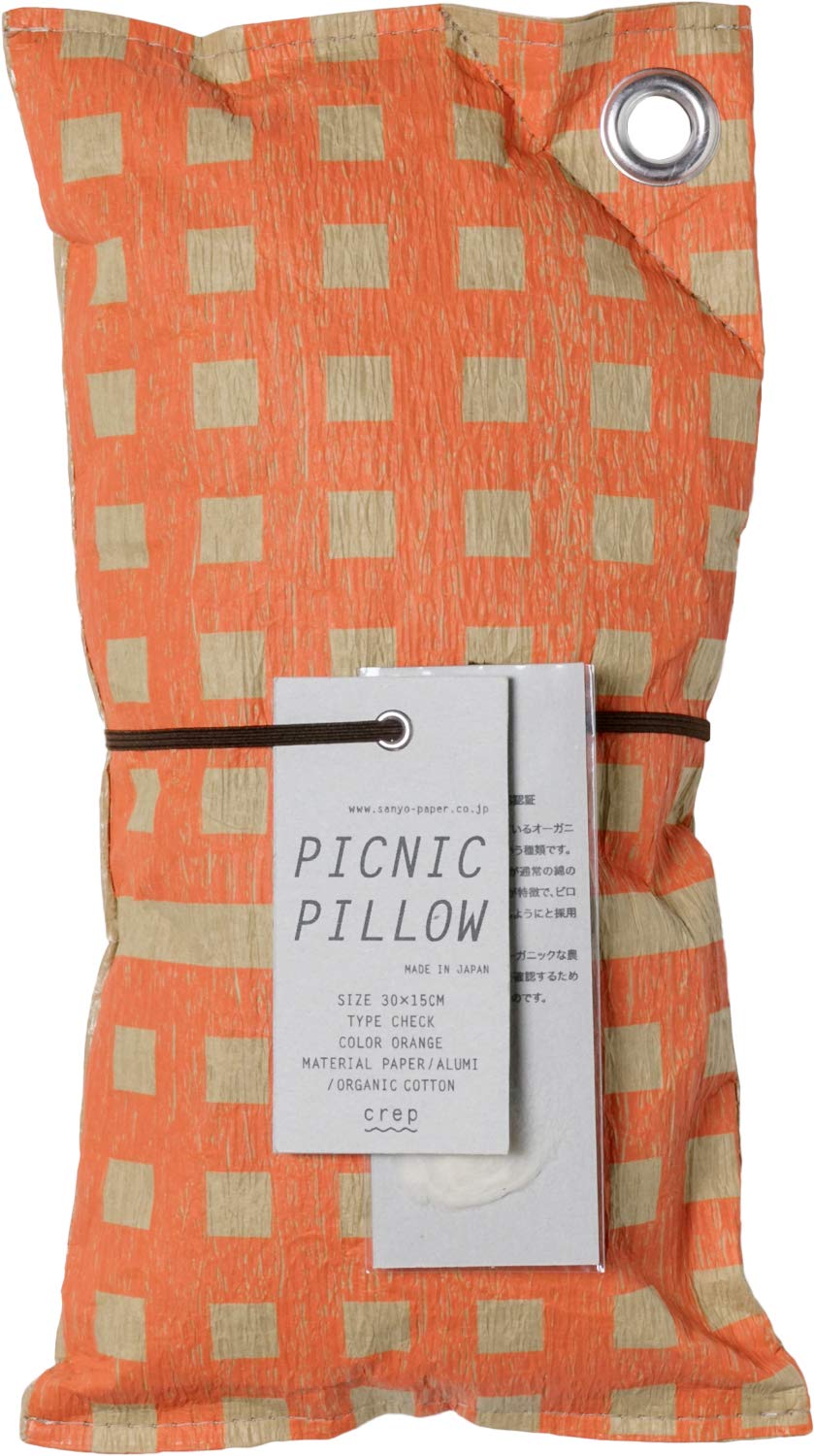 山陽製紙 crep ピクニックピロー チェック/オレンジ 30×15cm PP-CHECK-OR