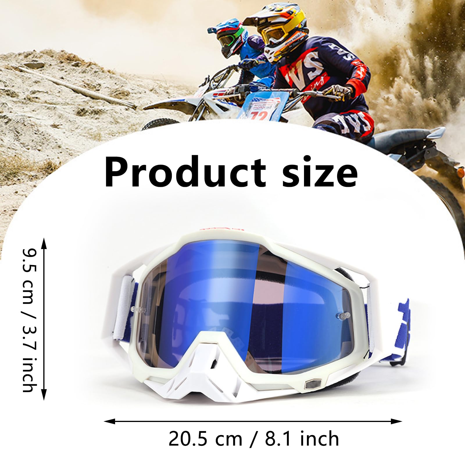 Occhiali da motocross, antivento, antipolvere, da motocross, da sci, da dirt bike (bianco 2)