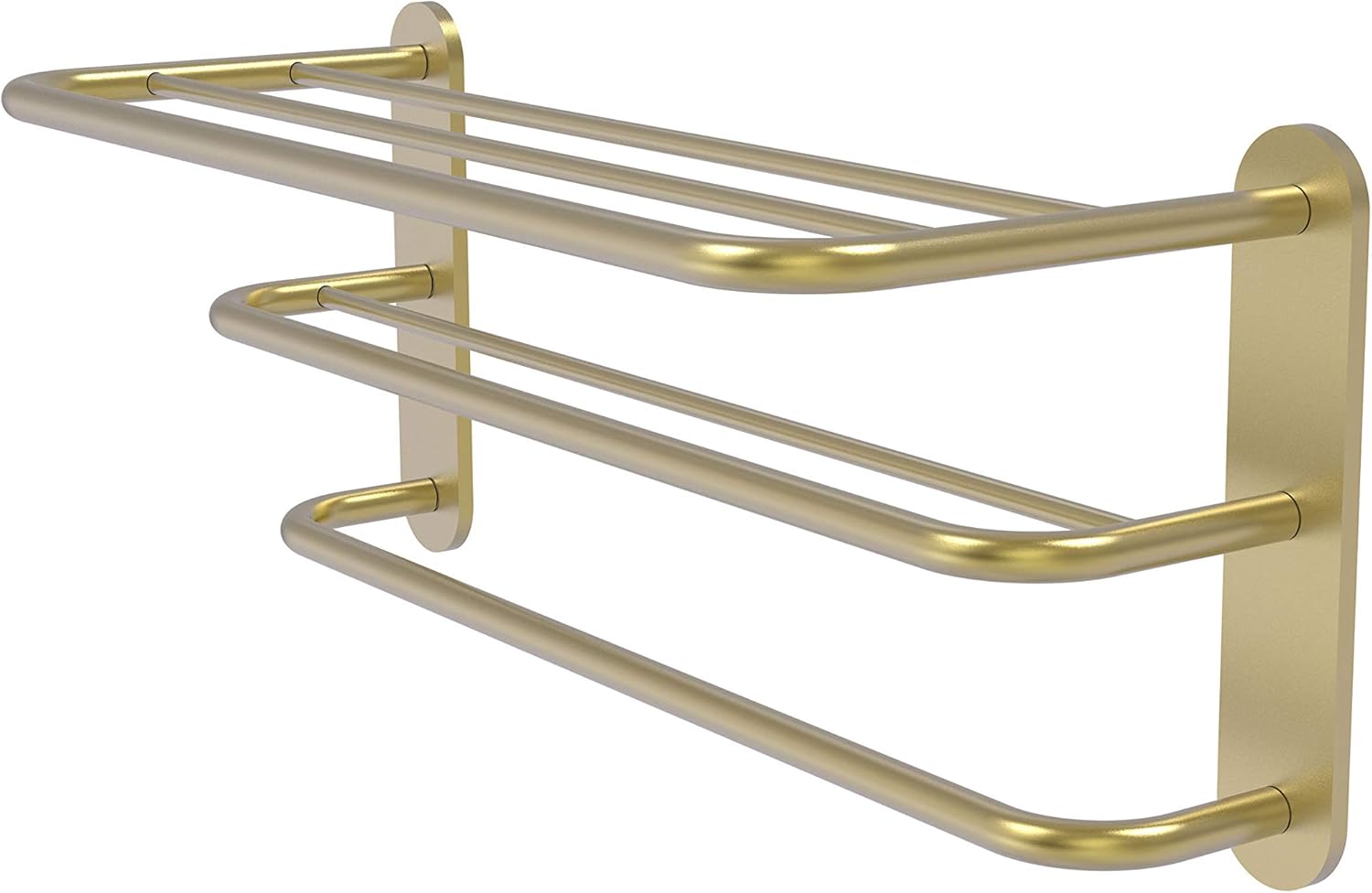 Allied Brass HTL-3-SBR Three Tier Hotel Style Drying Rack Towel Shelf, Satin Brass