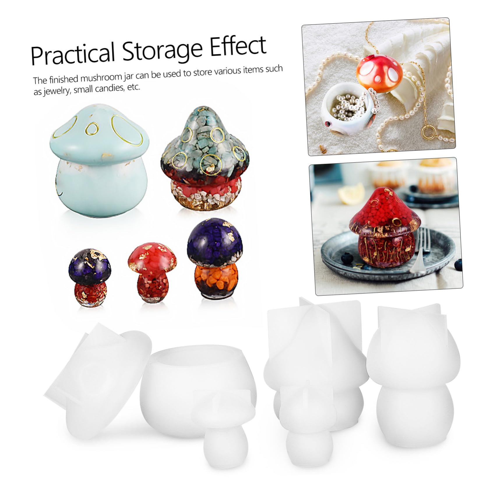 HOMSFOU 4 Ensembles Moules À Champignon Silicone Lot pour Artisanales Moules À Pots Époxy Décorations Uniques Pratiques 5 Pièces * 4