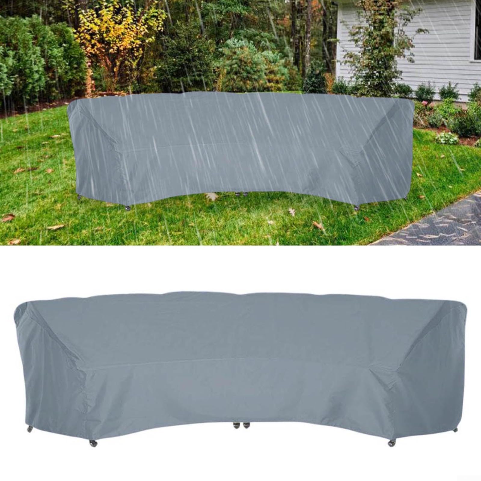 Protezione per mobili da esterno a semicerchio, in tessuto Oxford 210D, impermeabile, resistente, protezione per sedie da giardino, resistente all'acqua (305 x 99 x 91 cm)