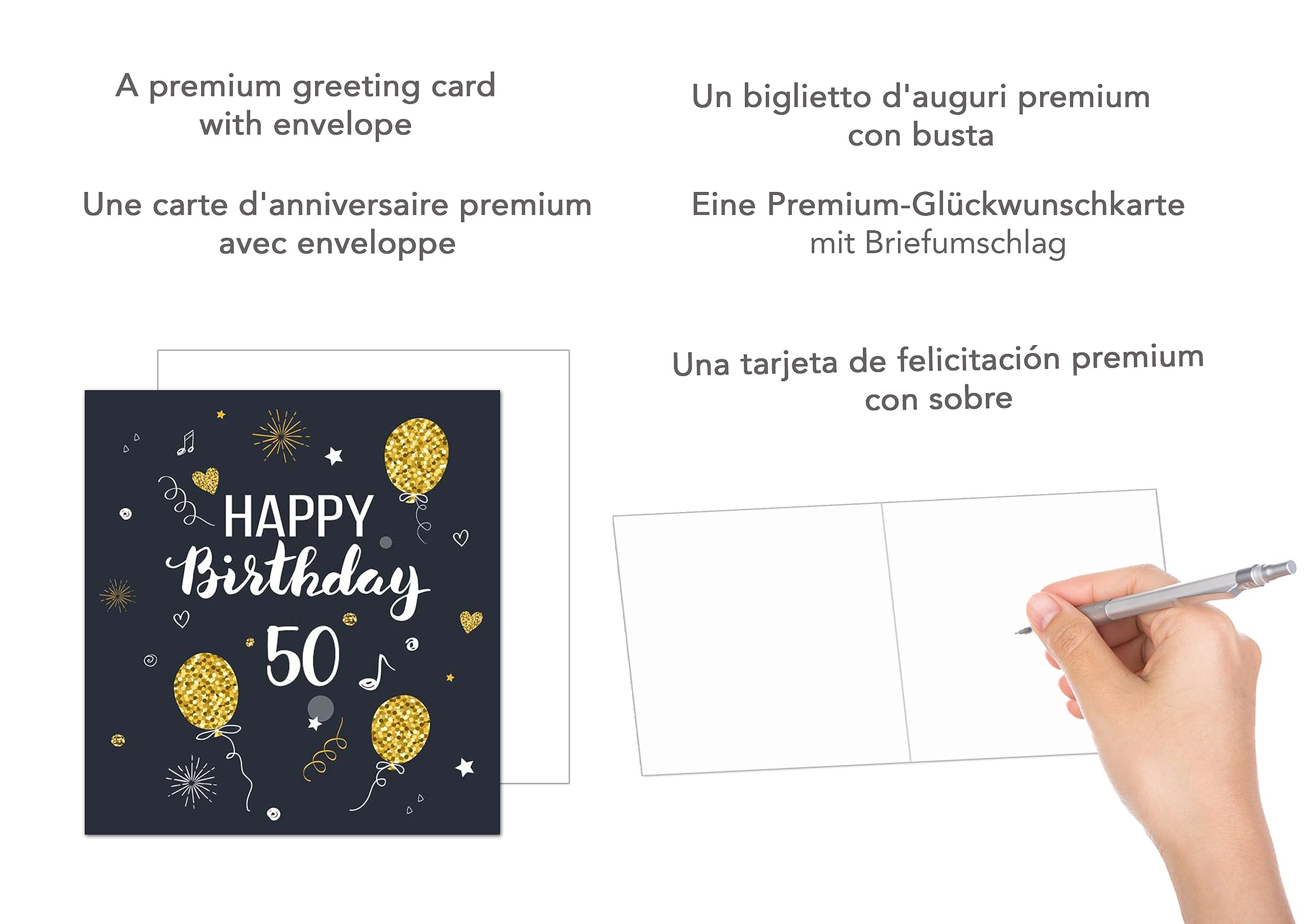 Edition Seidel Premium XXL Maxi biglietto di auguri per compleanno con busta formato DIN A4. Biglietto di auguri compleanno biglietto di auguri Happy Birthday per lei lui uomo donna torta palloncini