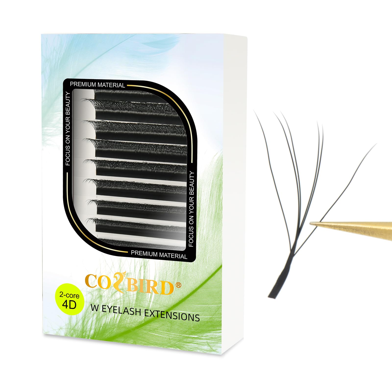 COZBIRD 4D W Eyelash Extension 2-CORE 6D W Shaped Lashes Volume Premade Fan 0 07mm C curl 8-15mm