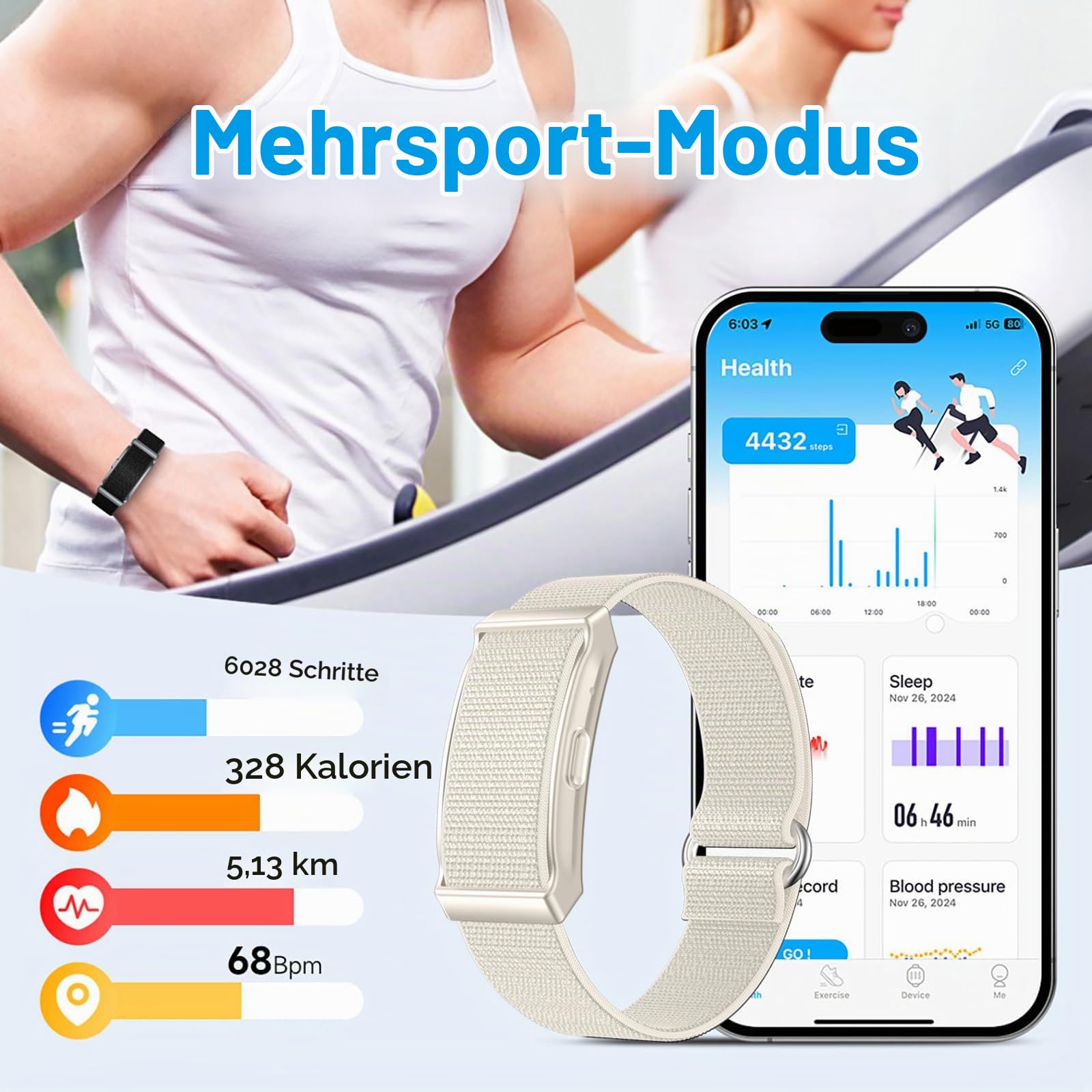 findtime Fitness Tracker Armband ohne Display Pulsuhr Herzfrequen Schlafmonitor 100+ Sportmodi Kalorienzähler IP68 Wasserdicht Fitness Armband iOS Android Schrittzähler Uhr Smartwatch
