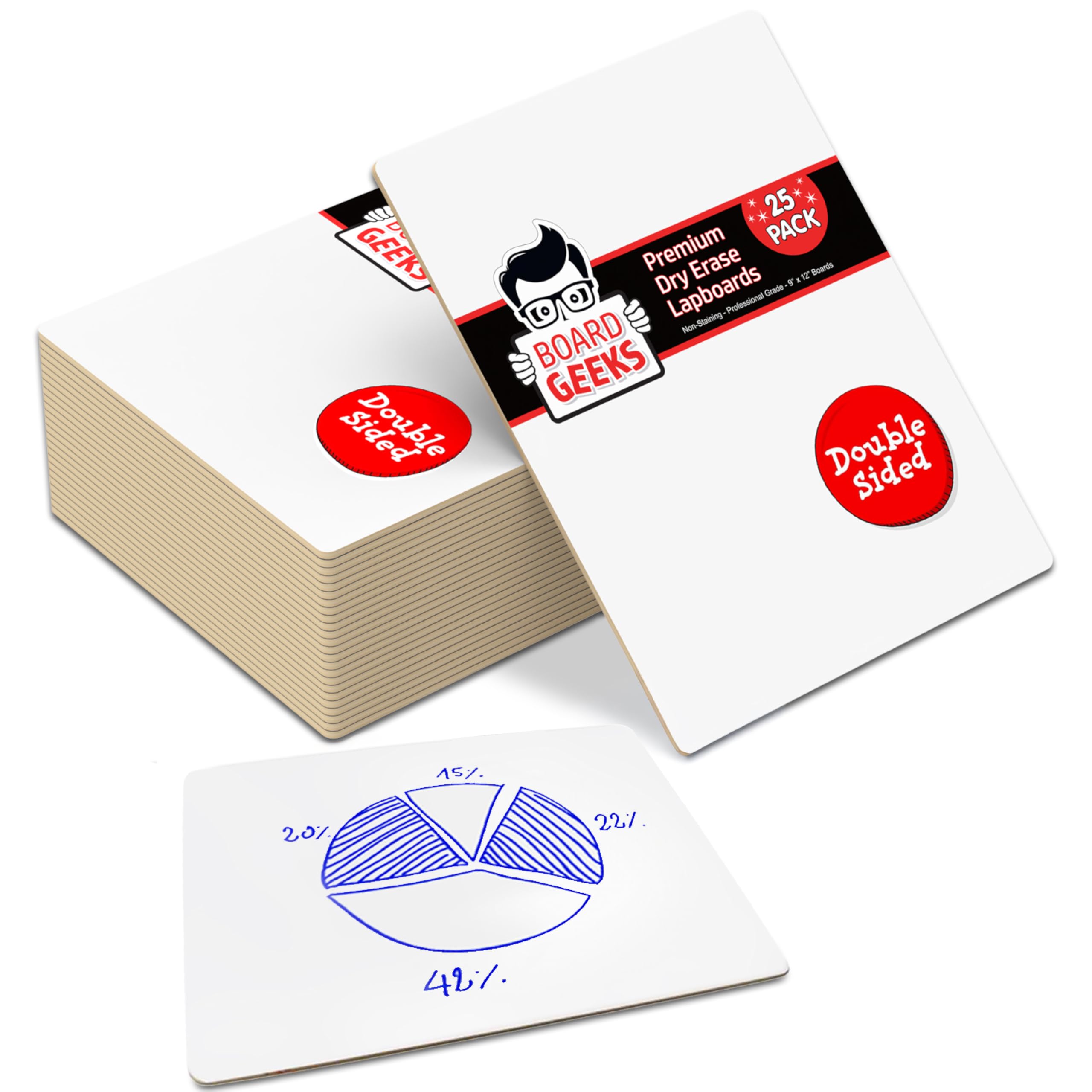 25 Pack Small White Boards for Students - Double Sided Dry Erase Boards 9 x 12 in - Mini Whiteboard Set for Classroom or Home Use - Portable White Board Bulk for Kids and Teachers