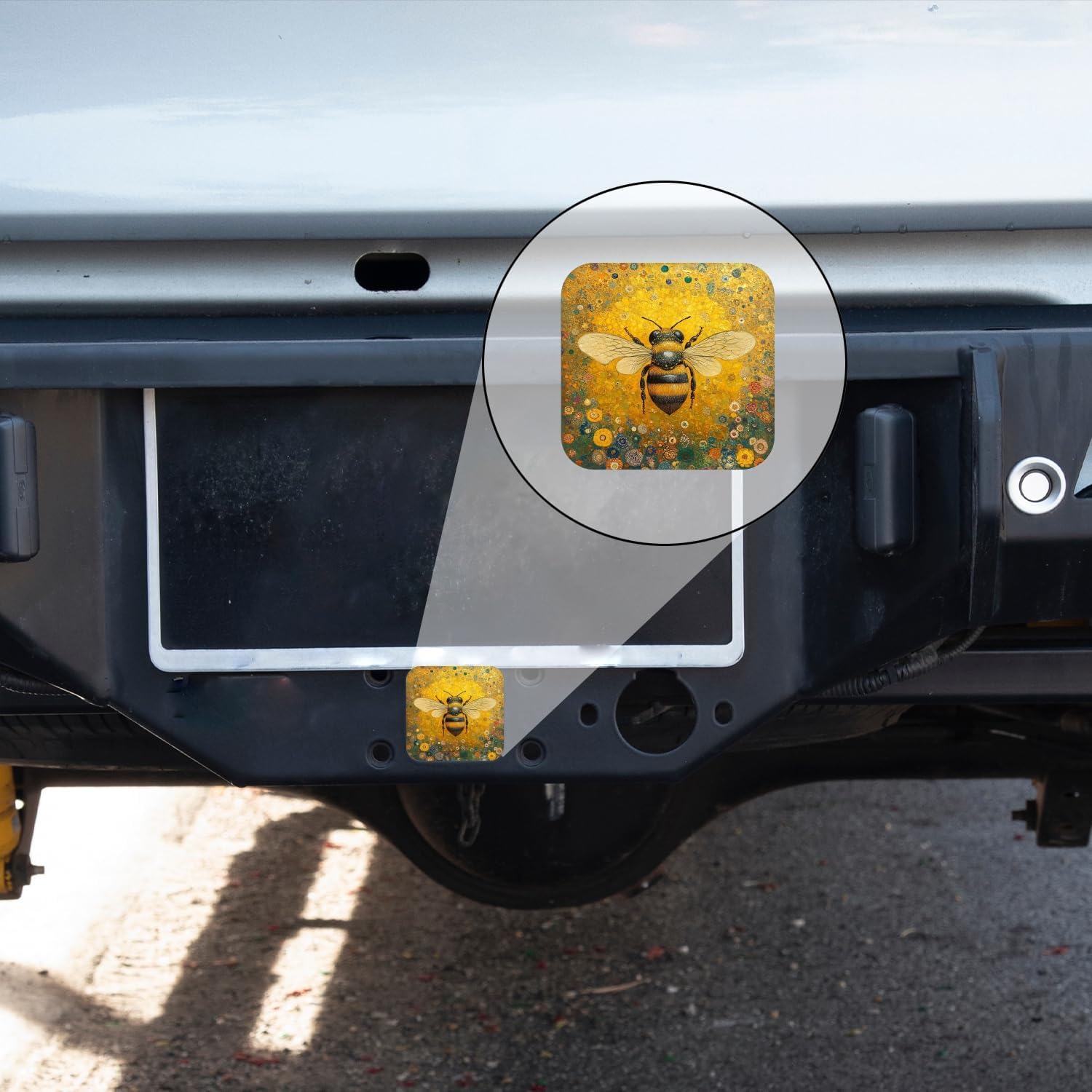 Hitch Cover Fits for 2-Inch Hitch,Golden Bee in Floral Galaxy Rubber Trailer Hitch Cover Tube Plug Insert,Car Exterior Accessories, Receiver Tube Hitch Plug