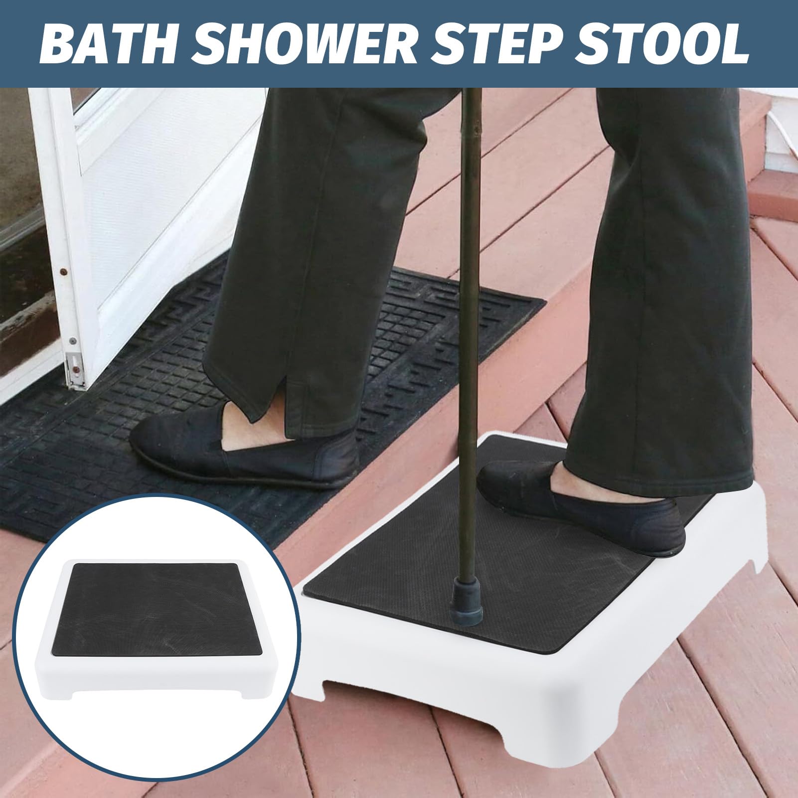 Fyearfly Taburete para ducha de baño, plataforma antideslizante, elevador portátil con alfombrilla antideslizante para baño, bañera y coche