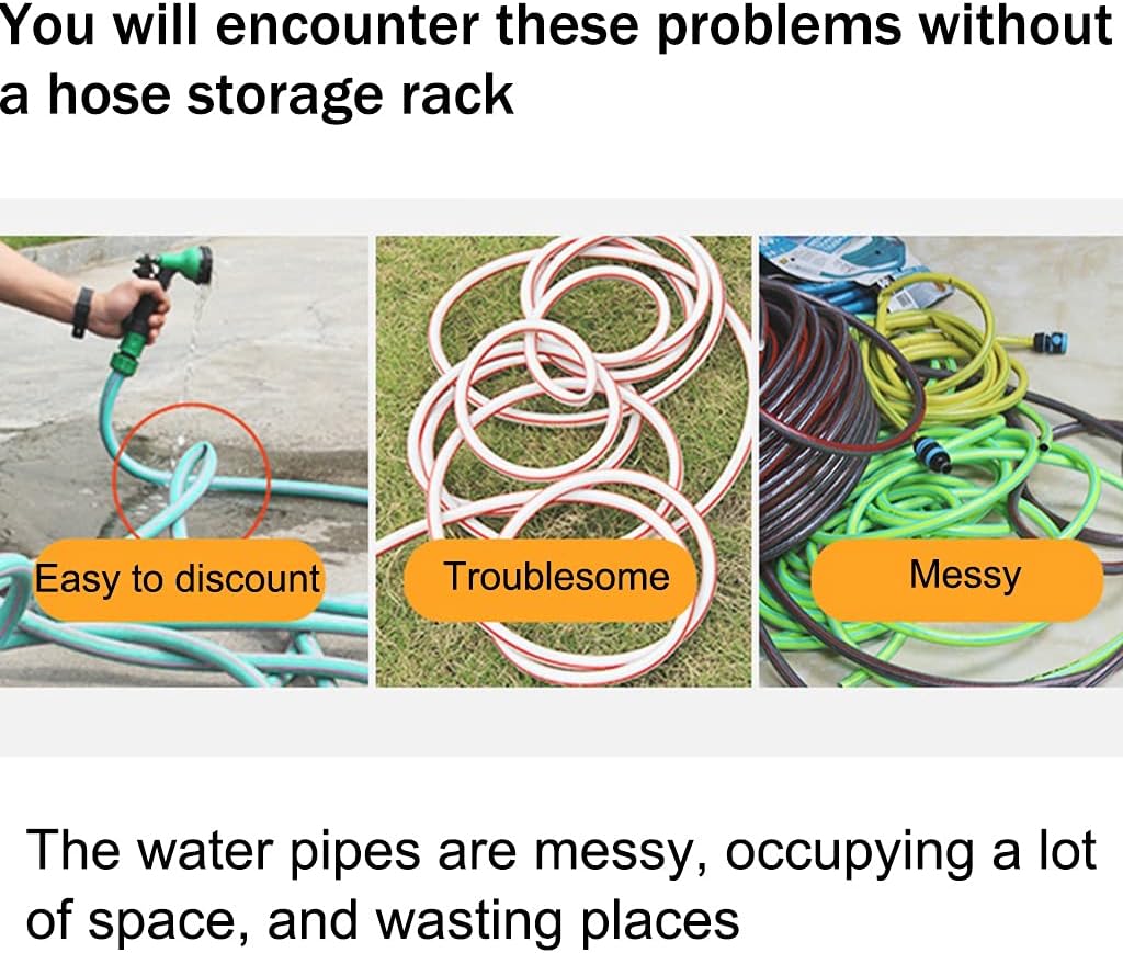 Garden Hose Reel Cart with Hose Wall-Mounted Hose Cart with Storage Table Household Small Portable Water Pipe High Pressure Water Gun Storage Rack Garden Hose Truck (Silver +DN15 30m Green Pipe)