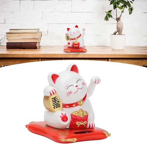 Miniatura 3 de Shanrya Gato de la suerte, gato de la fortuna que ahorra energía, gato bienvenido, alimentado por energía solar, lindo gato de la suerte con brazo