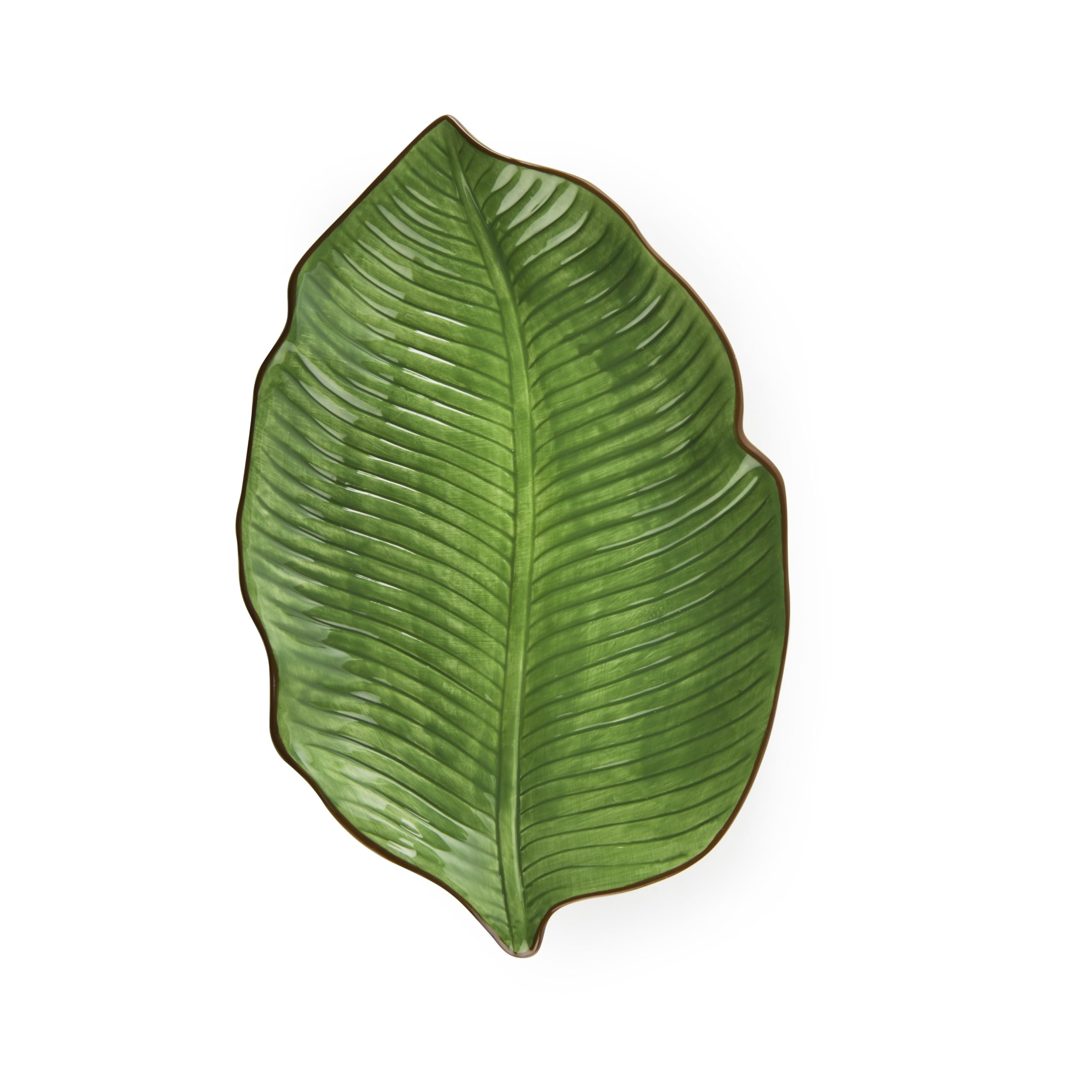 Excelsa Foliage Lot de 6 assiettes en forme de feuille en céramique, vert